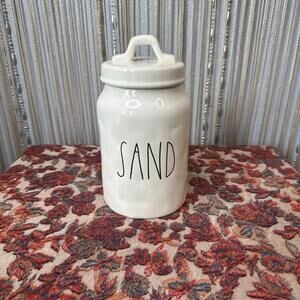 Rae Dunn HTF Early Production Vintage SAND Canister with Lid No DATE # On Bottom